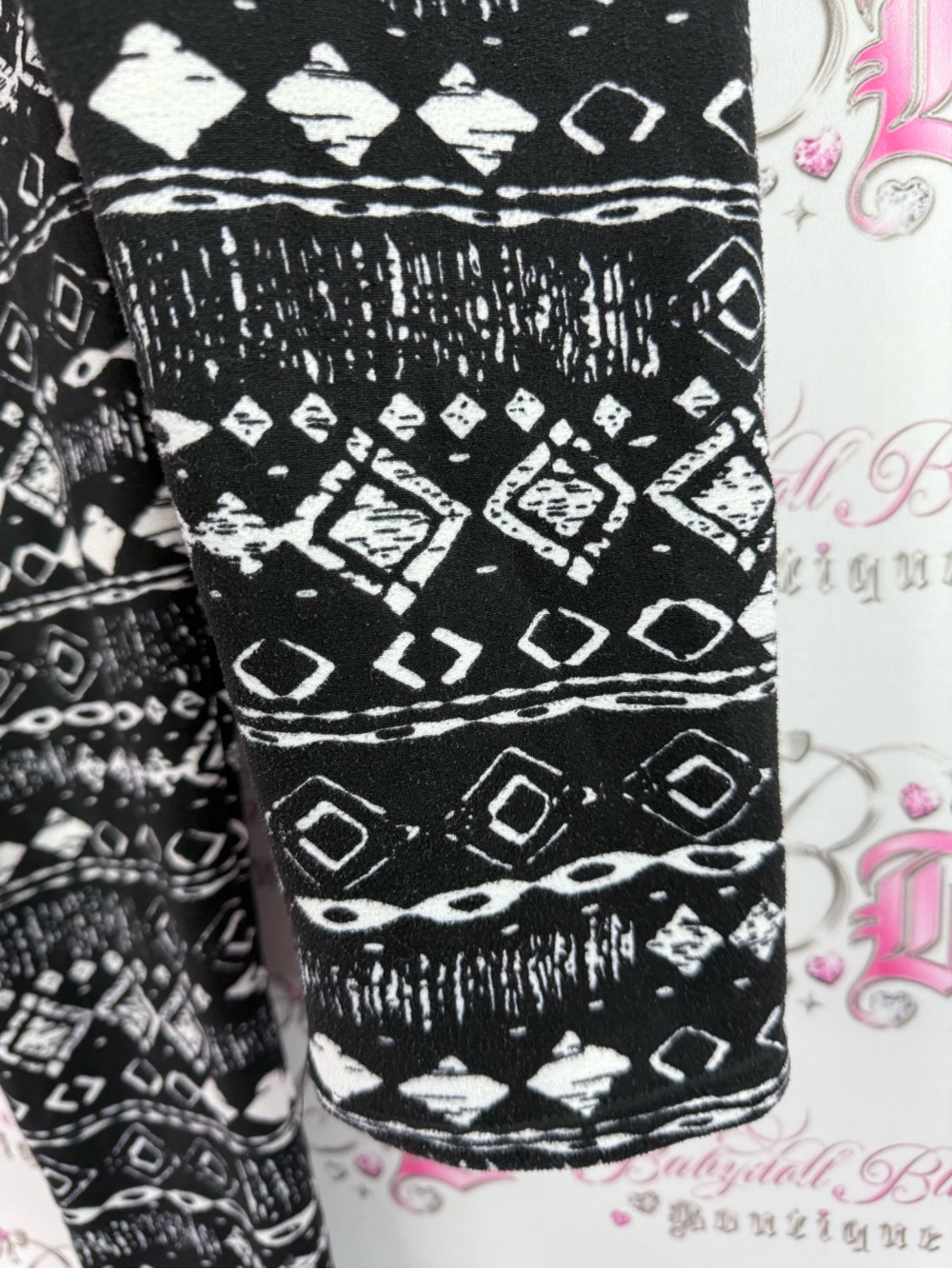Just cozy fleece Black & White Aztec Print Leggings - Women's Stretch Leggings - Picture 5 of 8